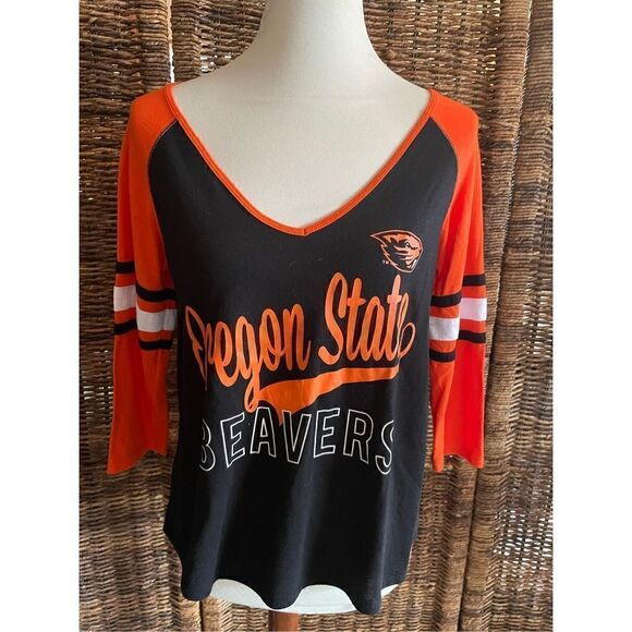 Colosseum Oregon State Beavers Black/Orange Women’s V-Neck Top Size Medium-NWOT - Picture 6 of 10